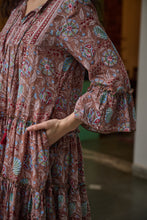 Load image into Gallery viewer, The STEVIA dress - brown with red and pink floral