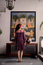 Load image into Gallery viewer, The STEVIA dress - vintage NAVY with red butis