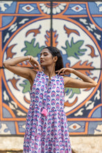Load image into Gallery viewer, BORAGE MIDI dress - white w/ pink blue buta