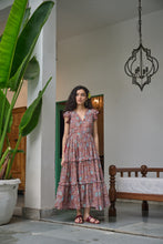 Load image into Gallery viewer, the CILANTRO midi - brown with red and pink floral