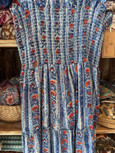 Load image into Gallery viewer, The PAPRIKA dress- blue with red floral stripes