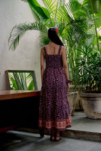Load image into Gallery viewer, the BAY maxi dress - vintage NAVY with red butis