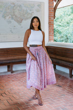 Load image into Gallery viewer, Panelled skirt with pockets - pink orange geometrics
