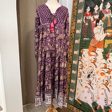 Load image into Gallery viewer, The Thyme Dress - deep purple w/ pink mustard floral