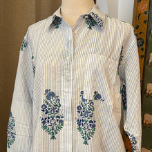 Load image into Gallery viewer, The OVERSIZED shirt- blue stripes with mughal buta