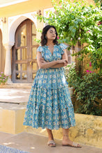 Load image into Gallery viewer, the CILANTRO midi - green with yellow floral