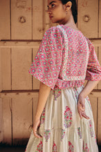 Load image into Gallery viewer, the CELERY top - pink geometric block printed