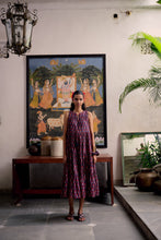 Load image into Gallery viewer, The BORAGE MIDI dress - vintage Navy with Red butis