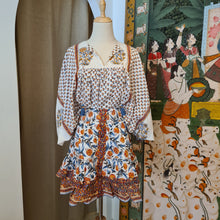 Load image into Gallery viewer, The DILL skirt - white with orange buti (longer version)