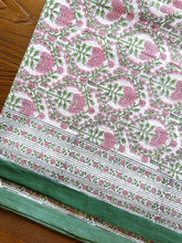Load image into Gallery viewer, RANI/Table cloth - block printed GREEN PINK