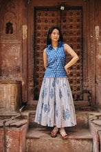 Load image into Gallery viewer, the TIERED skirt - blue stripes