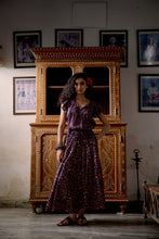 Load image into Gallery viewer, The Godet Skirt - vintage navy and red floral
