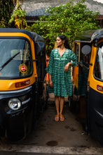 Load image into Gallery viewer, The STEVIA dress - pine green w/ blue buti