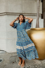 Load image into Gallery viewer, the CHILLI maxi - blue with mustard floral

