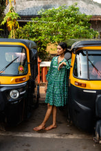 Load image into Gallery viewer, The STEVIA dress - pine green w/ blue buti