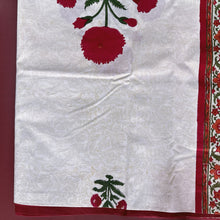 Load image into Gallery viewer, 6 seater Table cloth - block printed cream with Mughal buta