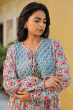 Load image into Gallery viewer, The Thyme Dress - turquoise blue & pink butis