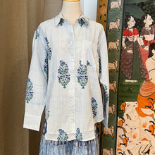 Load image into Gallery viewer, The OVERSIZED shirt- blue stripes with mughal buta