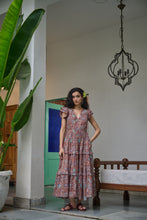 Load image into Gallery viewer, the CILANTRO midi - brown with red and pink floral