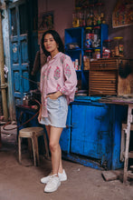 Load image into Gallery viewer, The OVERSIZED shirt- pink stripes with mughal buta