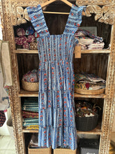 Load image into Gallery viewer, The PAPRIKA dress- blue with red floral stripes