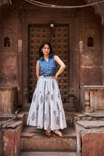 Load image into Gallery viewer, the TIERED skirt - blue stripes