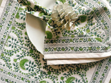 Load image into Gallery viewer, RANI/Napkins - block printed GREEN (set of 6)