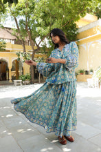 Load image into Gallery viewer, the Panelled skirt with pockets - green floral