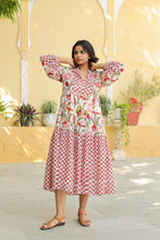 Load image into Gallery viewer, The WASABI midi - White with red and green floral