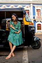 Load image into Gallery viewer, The STEVIA dress - pine green w/ blue buti