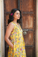 Load image into Gallery viewer, BORAGE MIDI dress - yellow floral jaal