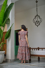 Load image into Gallery viewer, the CILANTRO midi - brown with red and pink floral