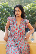 Load image into Gallery viewer, the CILANTRO midi - turquoise blue w/ pink butis