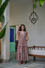 Load image into Gallery viewer, the CILANTRO midi - brown with red and pink floral