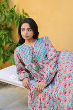 Load image into Gallery viewer, The Thyme Dress - turquoise blue & pink butis