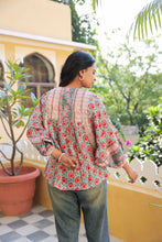 Load image into Gallery viewer, the MINT top - turquoise blue with pink butis