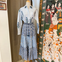 Load image into Gallery viewer, The OVERSIZED shirt- blue stripes with mughal buta