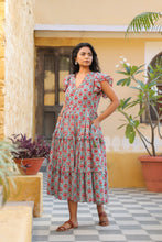 Load image into Gallery viewer, the CILANTRO midi - turquoise blue w/ pink butis