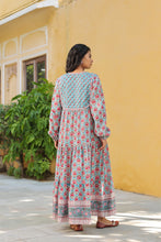 Load image into Gallery viewer, The Thyme Dress - turquoise blue & pink butis
