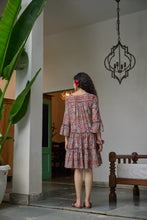 Load image into Gallery viewer, The STEVIA dress - brown with red and pink floral