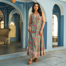 Load image into Gallery viewer, The JAIPUR maxi - green with soft pink floral