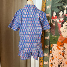 Load image into Gallery viewer, Pyjamas shorts set - blue w/ pink floral