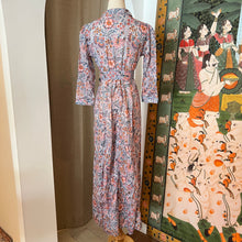 Load image into Gallery viewer, The MALABAR maxi (3/4 sleeves) - soft blue w/ pink brown floral