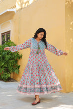 Load image into Gallery viewer, The Thyme Dress - turquoise blue & pink butis