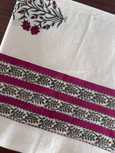 Load image into Gallery viewer, 6 seater Table cloth - block printed cream with Mughal buta