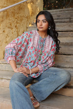 Load image into Gallery viewer, the MINT top - turquoise blue with pink butis