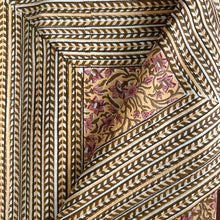 Load image into Gallery viewer, Soft orange with brown floral 6 seater Table cloth - block printed green jaal all over