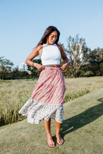 Load image into Gallery viewer, the CINNAMON skirt - pink vines tiered skirt with lining
