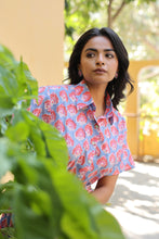 Load image into Gallery viewer, the PARSLEY MIDI dress - blue with pink & red butis