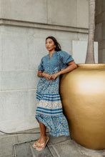 Load image into Gallery viewer, the CHILLI maxi - blue with mustard floral
